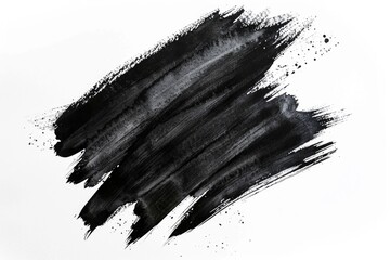 Poster - A single black brush stroke on a white background