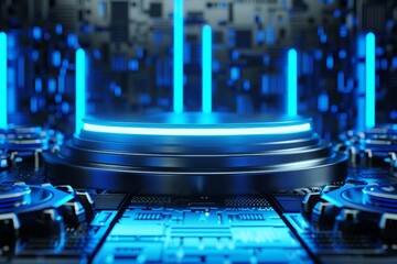 Wall Mural - animated sci-fi technology background for a futuristic podium.