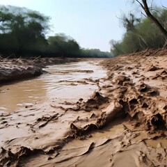 Sticker - muddy river a river with a high sediment load causing the water