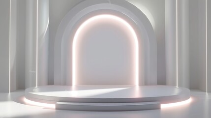 Poster - The illustration is a futuristic white illustration and 3D rendering is in a cyber punk sci-fi style