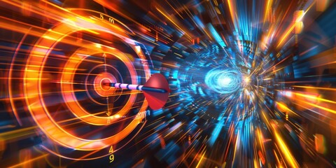 Poster - A sharp dart hits a bullseye in the middle of a whirlpool, capturing attention