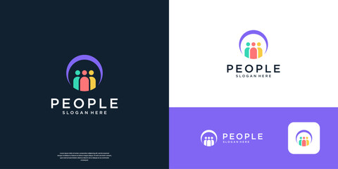 Colorful people group logo design inspiration.