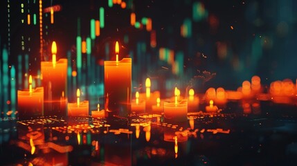 Poster - Business Background with digital financial chart indicators and graphs on a dark bokeh background