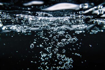 Sticker - A close-up view of water bubbles floating in mid-air, with no background distractions