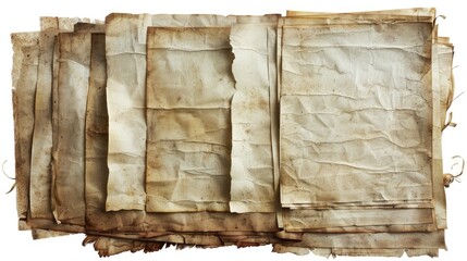 Poster - A pile of yellowed documents or books on a clean, white surface