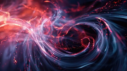 Poster - A close-up view of a black hole with vibrant red and blue colors swirling around it, hinting at intense cosmic activity