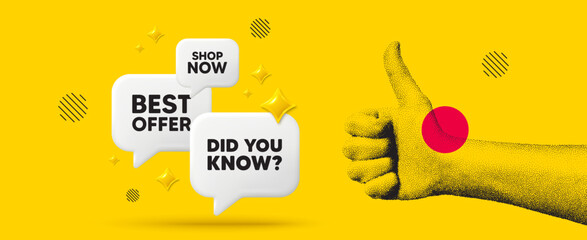 Poster - hand showing thumb up like sign. did you know tag. special offer question sign. interesting facts sy