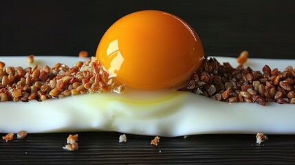 Wall Mural - Fried Egg with Seeds and Spices