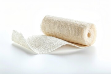 Poster - A rolled piece of fabric sits on a white surface, ready for use or display
