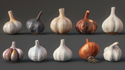 Poster - Freshly harvested garlic bulbs arranged in a neat pile, ready for use or sale