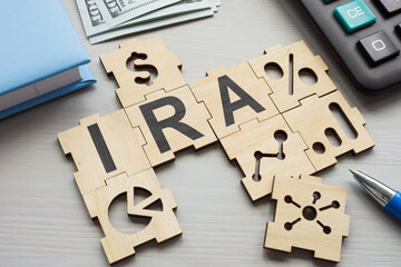 Pieces of the financial puzzle and the IRA individual retirement account Acronym