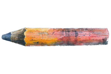 Poster - A detailed view of a pencil sitting on a clean white surface, ideal for use in graphic design or educational settings