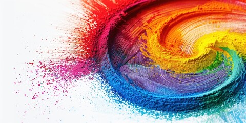 Poster - A vibrant and abstract representation of paint swirling on a white background, perfect for use in designs related to creativity, art, or expression