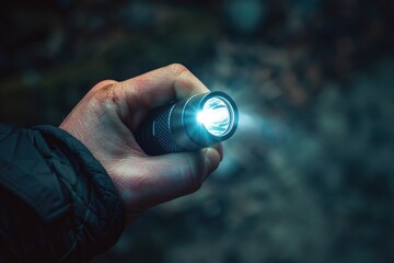 Aufkleber - A person holding a flashlight in their hand
