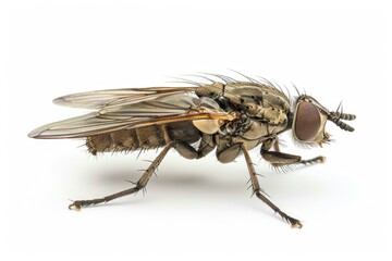 Poster - A close-up shot of a fly resting on a white surface