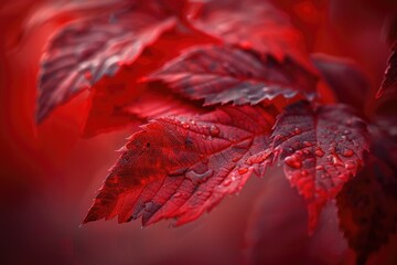 Poster - Close-up photo of a leaf with small water droplets on its surface