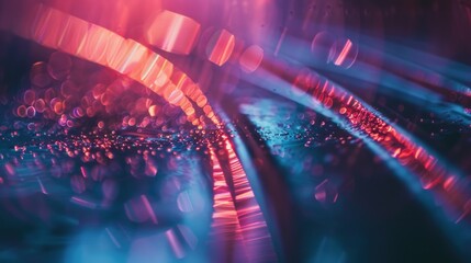 Poster - A blurred image of a stage lit up by bright lights, perfect for use in event or performance-related contexts