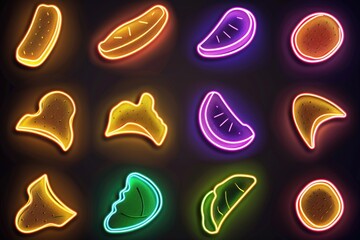 Poster - Collection of colorful neon signs on a wall