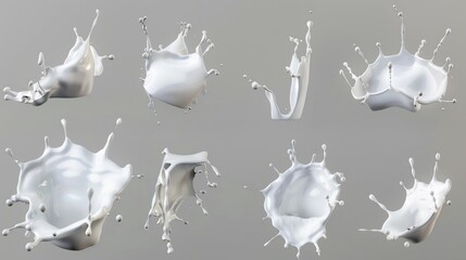 Wall Mural - A collection of six different milk splash designs