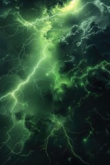 Leinwandbilder - A background dark stormy with neon green lightning. Generative AI.