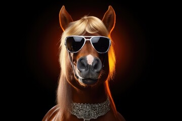 Wall Mural - Funny fashion horse wearing sunglasses.