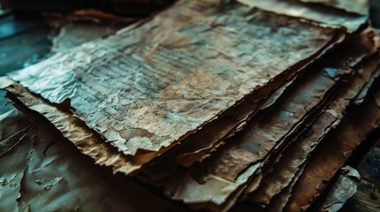 Poster - A pile of papers stacked on a table with no one in sight, perfect for office or school settings