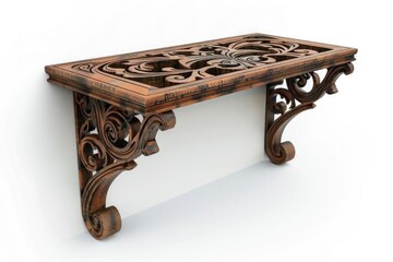 Poster - A beautifully crafted wooden table with ornate carvings, perfect for decorative or functional use