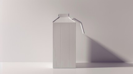 Poster - A simple milk carton sitting on a white background, ideal for use in illustrations and designs