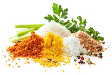 Poster - A selection of various spices and herbs displayed on a white surface