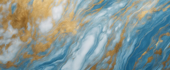 Wall Mural - Abstract blue gold floral marble texture background