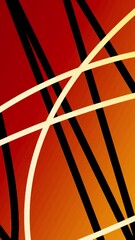 Poster - White and orange background. Motion.Bright lines in cartoon animation that draw patterns scribbling in different directions.