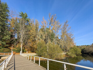 walkways along the corgo river in vila real, northern portugal.