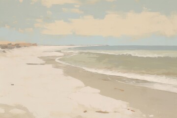 Canvas Print - Summer beach painting outdoors horizon.