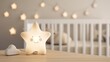 © lililia - A smiling star-shaped night light illuminates a wooden table in a bedroom