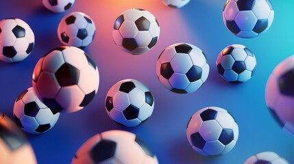 Wall Mural - Soccer Balls in Neon Light.