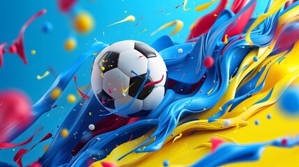 Soccer Ball in a Colorful Abstract World.