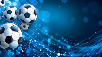 Wall Mural - Soccer Ball with Blue Bokeh Background.