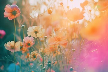 Wall Mural - Flowers light leaks backgrounds outdoors blossom.