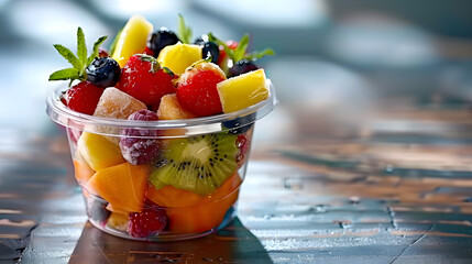 Sticker - Fresh fruit salad to go with copy space.