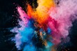 © STOCK IMAGES STALL - Dense multicolored smoke of red, purple, blue and pink colors on a black. Isolated background. Black background