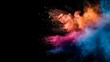 © STOCK IMAGES STALL - Launched colorful powder on black background. Dust motion. Indian festival paint
