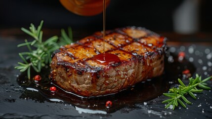 Wall Mural - Grilled Plant-Based Steak with Honey Glaze - Concept Plant Based Food