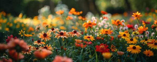 Wall Mural - A garden full of blooming flowers