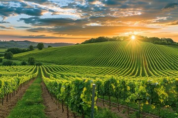 Poster - Vineyard ready for harvesting landscape outdoors nature.