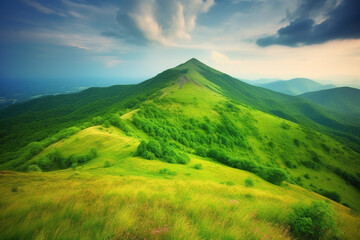Wall Mural - Green hill mountain generative AI