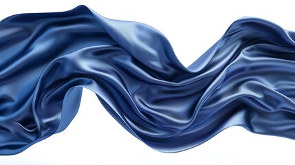 Wall Mural - Beautiful elegant dark blue silk cloth flying in the air on white background, isolated, 3d rendering, highly detailed and sharp quality sharp focus and clear light , high clarity no grunge, splash,