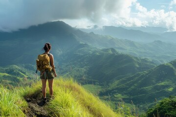 Vietnam Philippines woman hiking adventure mountain.