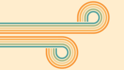 Wall Mural - abstract background of rainbow groovy wavy line design in 1970s hippie retro style. vector pattern r