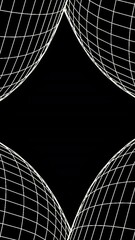 Fototapete - Abstract black rhombus with chequered fibers around on a black background, seamless loop. Design. Colored grid around figure silhouette.