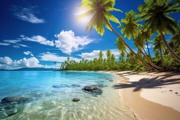 Wall Mural - Tropical summer beach nature tree landscape.